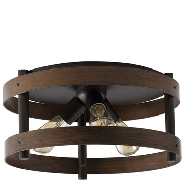 Cooper 16" Farmhouse Industrial Iron LED Flush Mount - JONATHAN Y